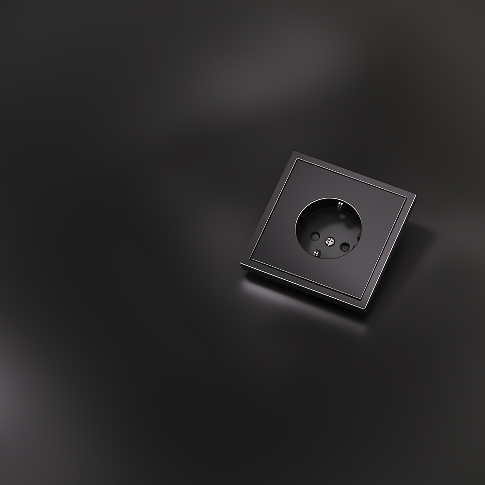 Накладка для розетки с заземлением и защитными шторками Voltum S70 METAL (антрацит) VLSM000712