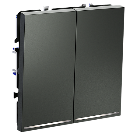 Выключатель встраиваемый VOLTUM S70 двухклавишный с подсветкой (титан) VLS020206