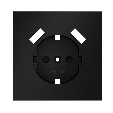 Накладка для розетки с заземлением и защитными шторками, с USB A+A Voltum S70 (черный матовый) VLS000908