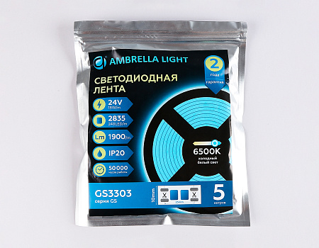 Светодиодная лента GS3303 2835 240Led 18W 24V IP20 6500K GS GS3303