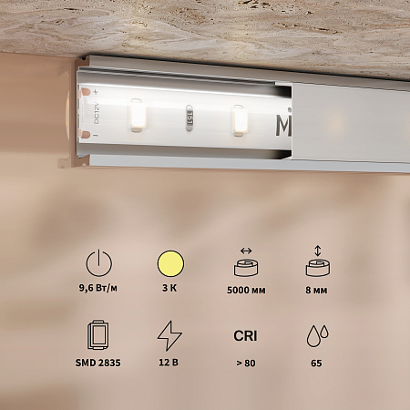 Светодиодная лента 9,6Вт/м 3000K IP65 12V Maytoni Base 201174 Светодиодная лента 9,6Вт/м 3000K IP65 12V Maytoni Base 201174