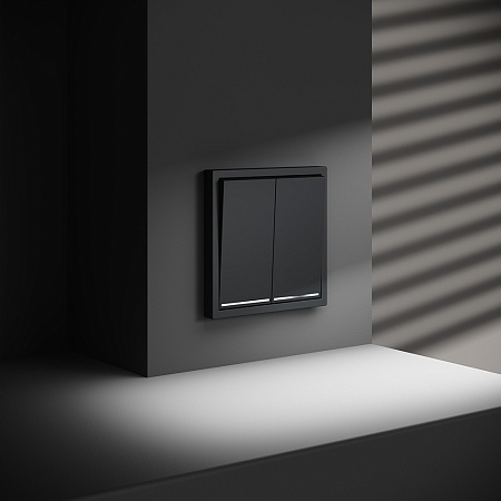 Выключатель встраиваемый VOLTUM S70 двухклавишный с подсветкой (графит) VLS020207 Выключатель встраиваемый VOLTUM S70 двухклавишный с подсветкой (графит) VLS020207