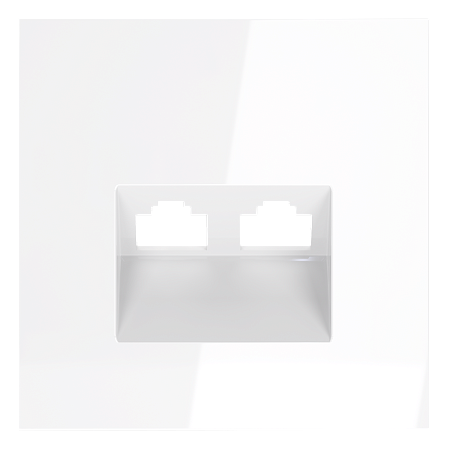 Накладка для розетки компьютерной двойной RJ45+RJ45 кат.6 Voltum S70 (белый глянцевый) VLS001401