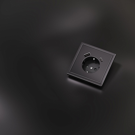 Накладка для розетки с заземлением и защитными шторками, с USB A+C Voltum S70 METAL (антрацит) VLSM001012