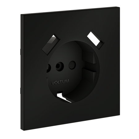 Накладка для розетки с заземлением и защитными шторками, с USB A+A Voltum S70 (черный матовый) VLS000908