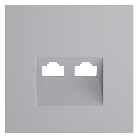 Накладка для розетки компьютерной двойной RJ45+RJ45 кат.6 Voltum S70 (серый) VLS001416