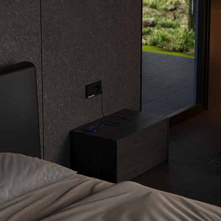 Накладка для розетки с заземлением и защитными шторками, с USB A+C Voltum S70 METAL (антрацит) VLSM001012