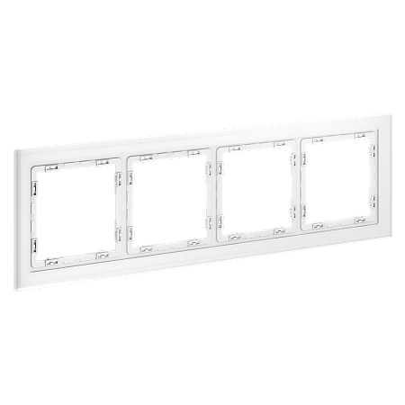 Рамка стеклянная VOLTUM S70 на 4 поста, (белый,матовый,стекло) VLS110402