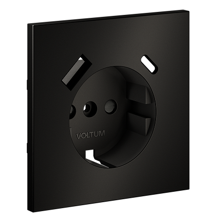 Накладка для розетки с заземлением и защитными шторками, с USB A+C Voltum S70 METAL (антрацит) VLSM001012