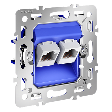 Механизм розетки компьютерной двойной RJ45+RJ45 кат.6 Voltum S70 VLS0602M