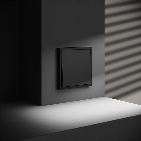 Выключатель встраиваемый VOLTUM S70 одноклавишный (черный матовый) VLS010108