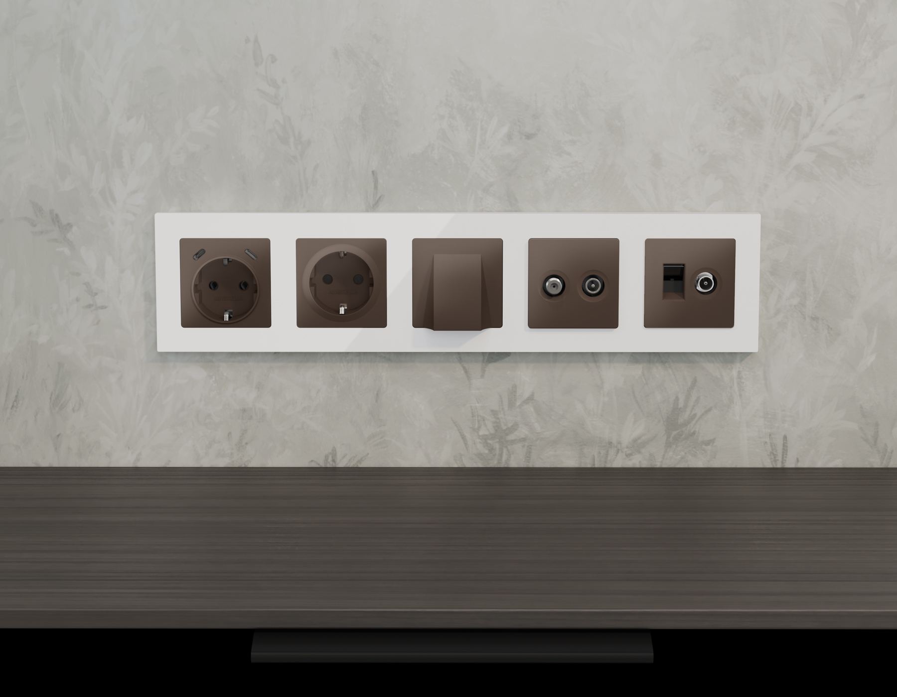 Комплект механизма розетки компьютерной + TV оконечной RJ-45 (8P8C) CAT6/50-870 MHz 1dB с автоматической защитной шторкой Ambrella Volt Alfa MA642510