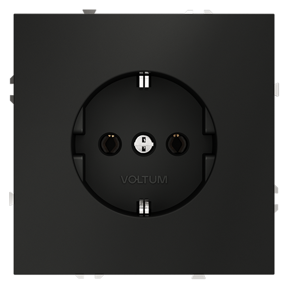 Розетка встраиваемая VOLTUM S70 с заземлением (черный матовый) VLS040108