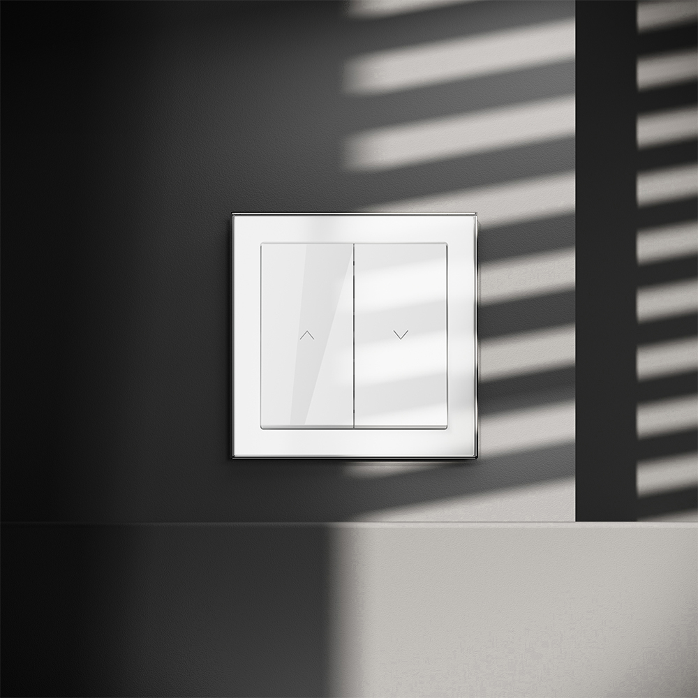 Выключатель двухклавишный встраиваемый для жалюзи 10А Voltum S70 (белый глянцевый) VLS020701