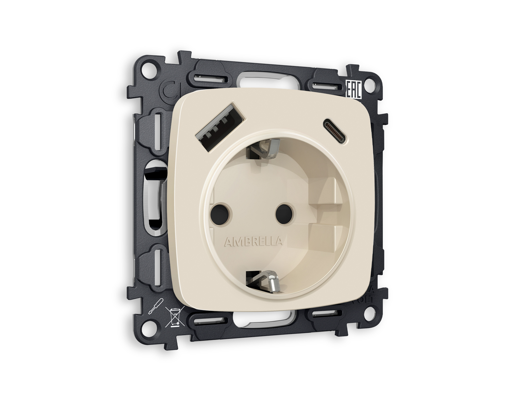 Комплект механизма электрической розетки Ambrella Volt OMEGA MO330010