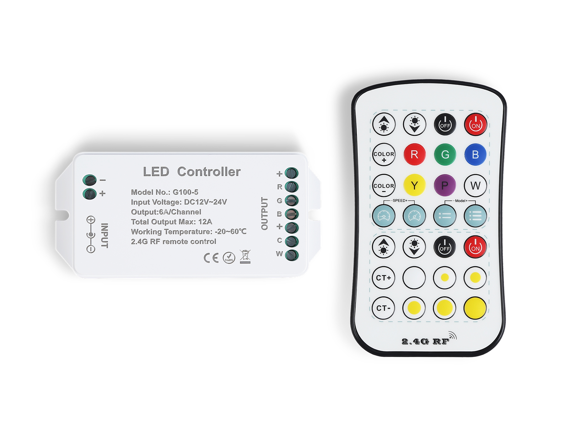 Контроллер для светодиодных лент RGB+CCT c радио пультом 2.4G GS GS11501