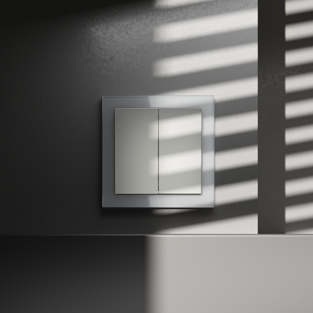 Выключатель двухклавишный перекрестный встраиваемый 10А Voltum S70 (сталь) VLS020505