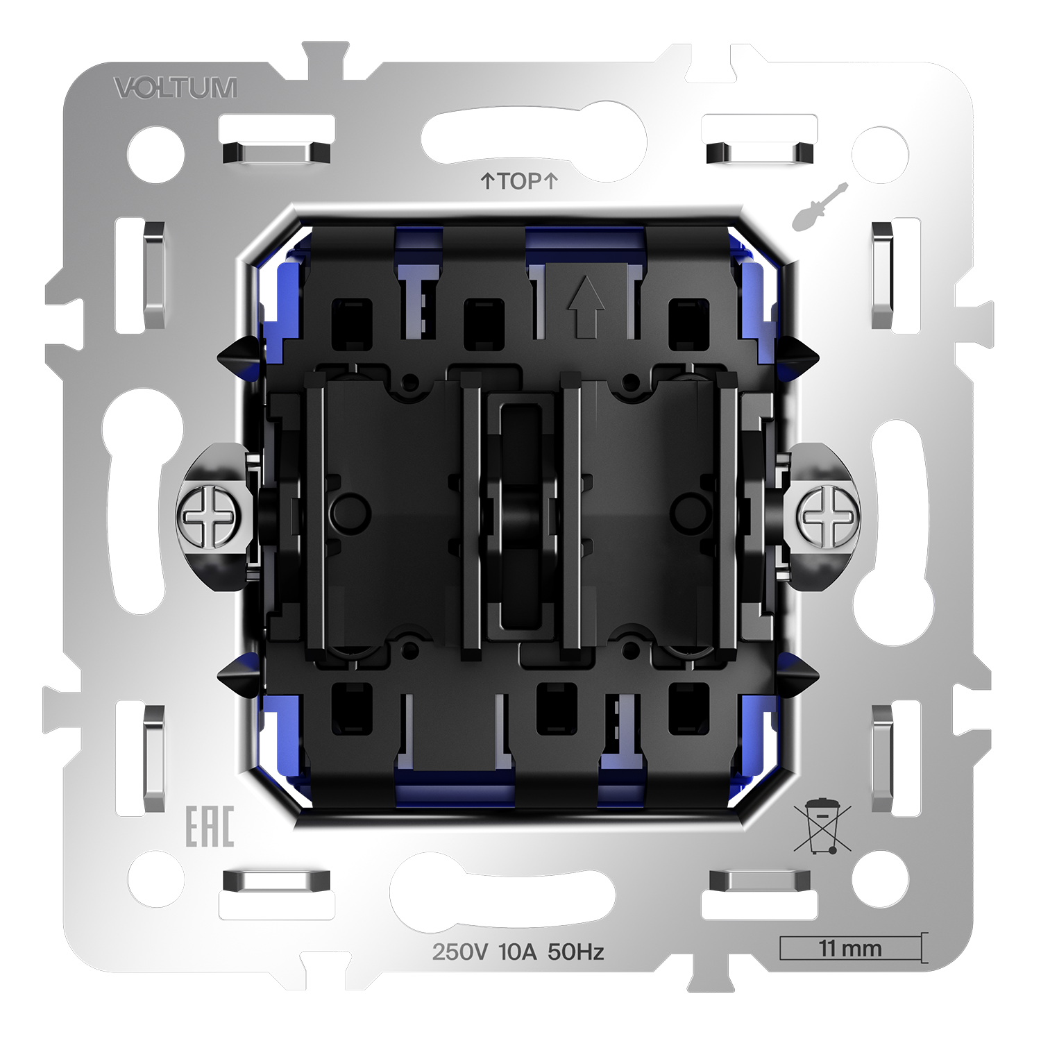 Механизм проходного переключателя двухклавишного 10А Voltum S70 VLS0203M
