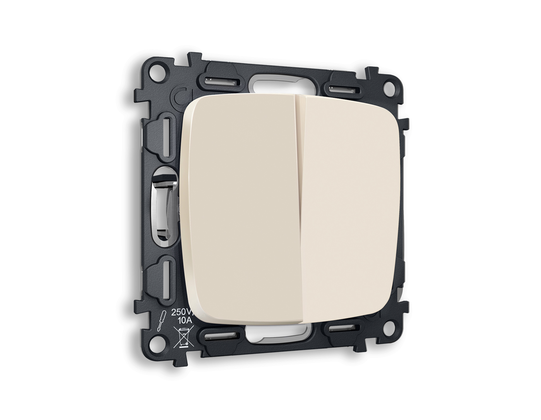 Комплект механизма 2-клавишного проходного выключателя Ambrella Volt OMEGA MO323020