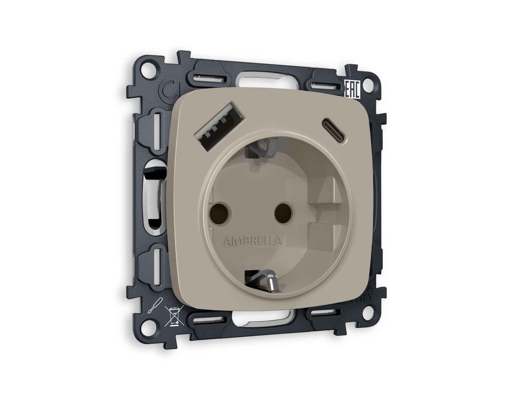 Комплект механизма электрической розетки Ambrella Volt OMEGA MO370010