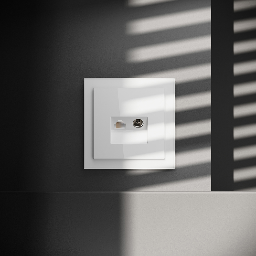 Розетка телевизионная встраиваемая TV+RJ45 кат. 6 Voltum S70 (белый глянцевый) VLS060701