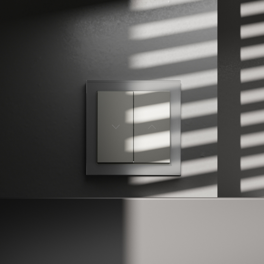 Выключатель двухклавишный встраиваемый для жалюзи 10А Voltum S70 (сталь) VLS020705