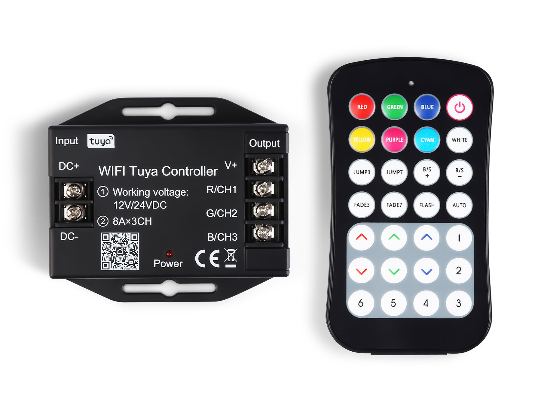 Контроллер WIFI Tuya для лент RGB c радио пультом 2.4G 24A 12V 288W/ 24V 576W GS GS11551