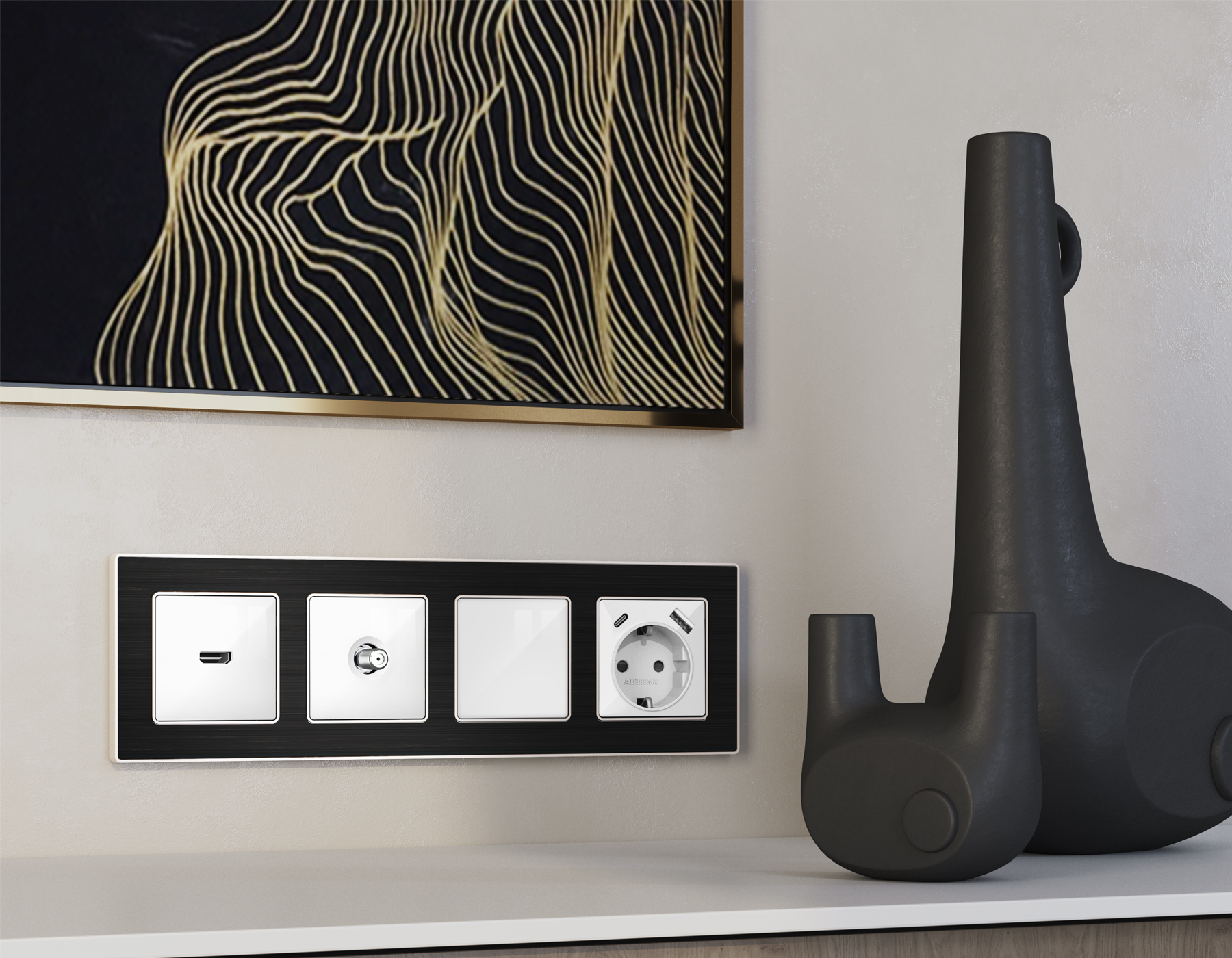 Комплект механизма TV розетки SAT 5-2400MHz 3.5dB Ambrella Volt Alfa MA113050