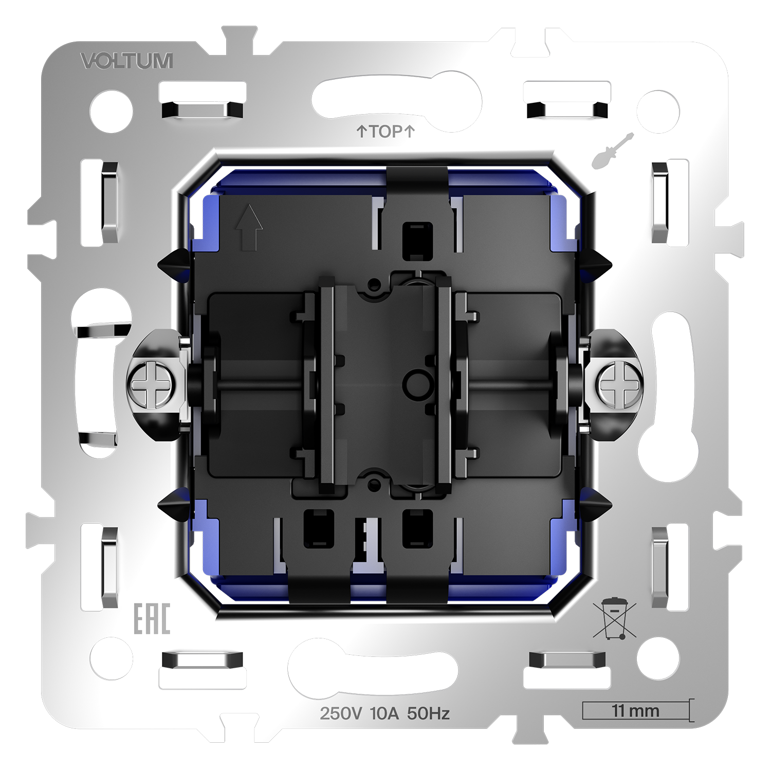 Механизм проходного переключателя одноклавишного 10А Voltum S70 VLS0103M