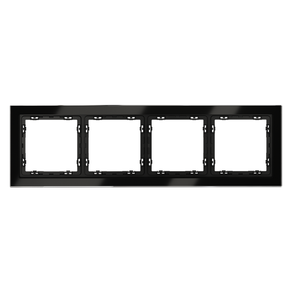Рамка стеклянная VOLTUM S70 на 4 поста, (черный,стекло) VLS110408