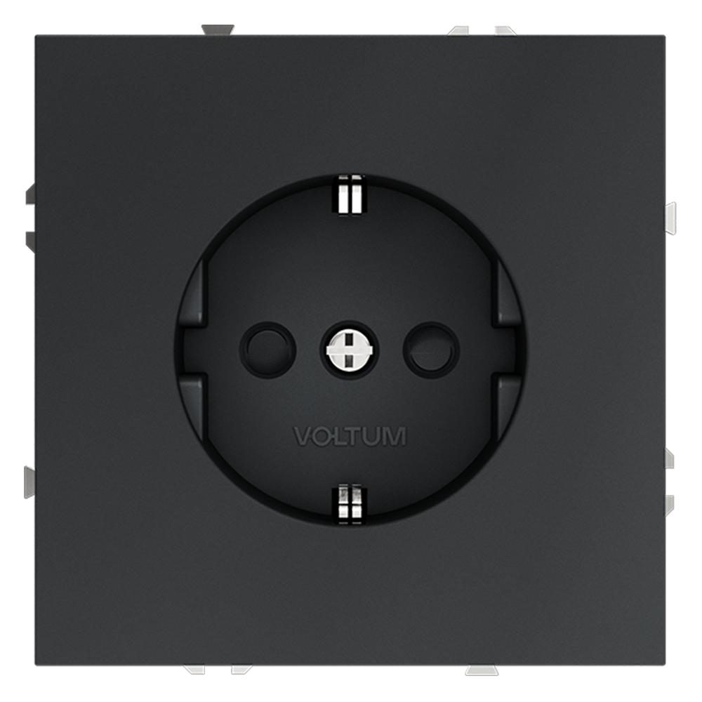 Розетка встраиваемая VOLTUM S70 с заземлением и защитными шторками, (графит) VLS040207