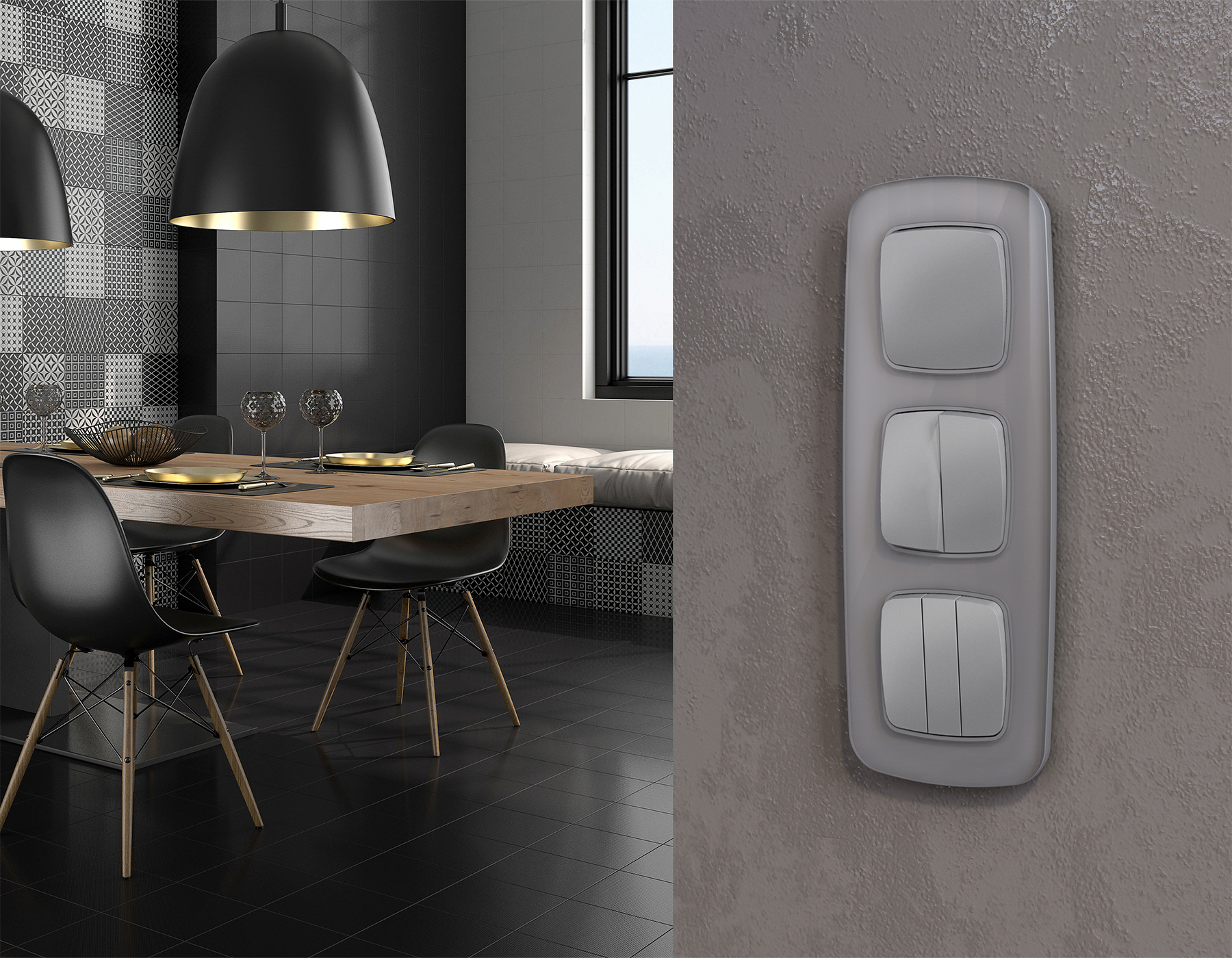 Комплект механизма 2-клавишного перекрестного выключателя 10A Omega MO503030