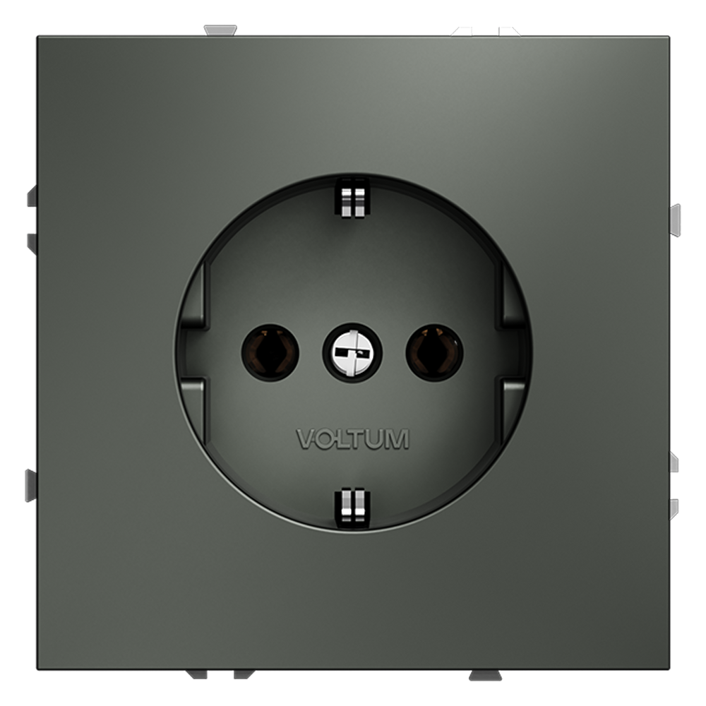 Розетка встраиваемая VOLTUM S70 с заземлением (титан) VLS040106