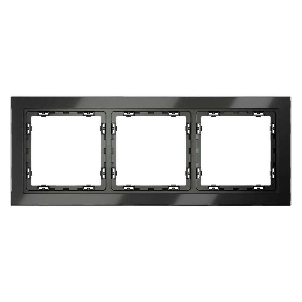 Рамка стеклянная VOLTUM S70 на 3 поста, (титан, стекло) VLS110306