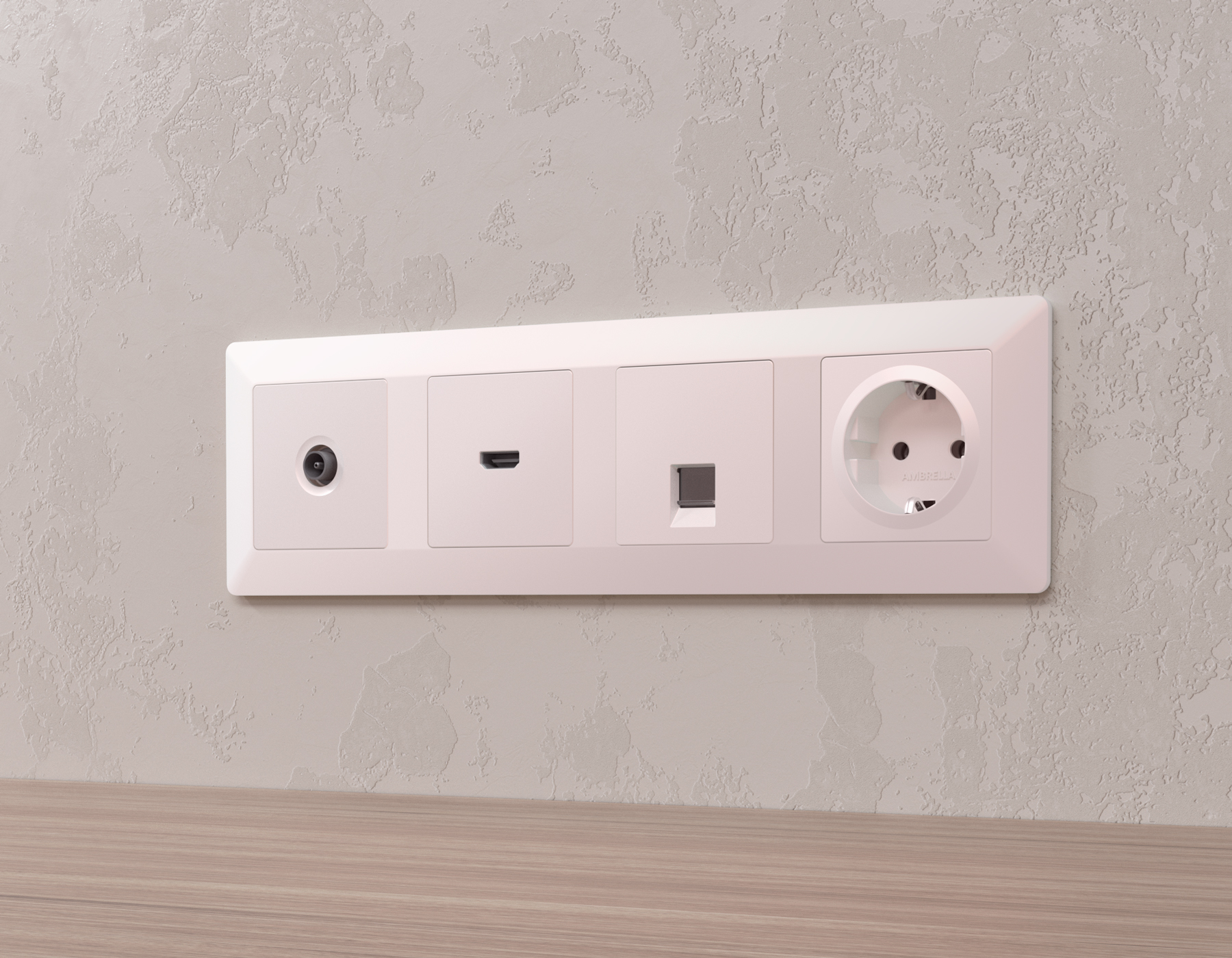 Комплект механизма компьютерной розетки RJ-45 (8P8C) CAT6A экранированной с автоматической защитной шторкой Ambrella Volt Alfa MA212005