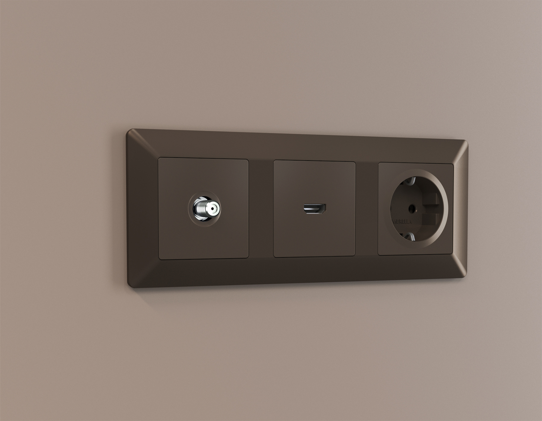 Комплект механизма TV розетки SAT 5-2400MHz 3.5dB Ambrella Volt Alfa MA643050