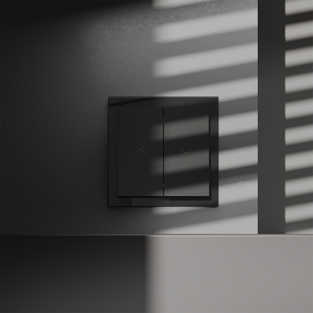 Выключатель двухклавишный встраиваемый для жалюзи 10А Voltum S70 (черный матовый) VLS020708
