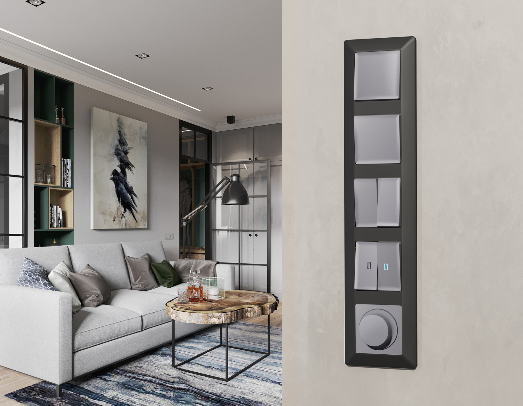 Комплект механизма 2-клавишного перекрестного выключателя 10A-250V Ambrella Volt Alfa MA503030