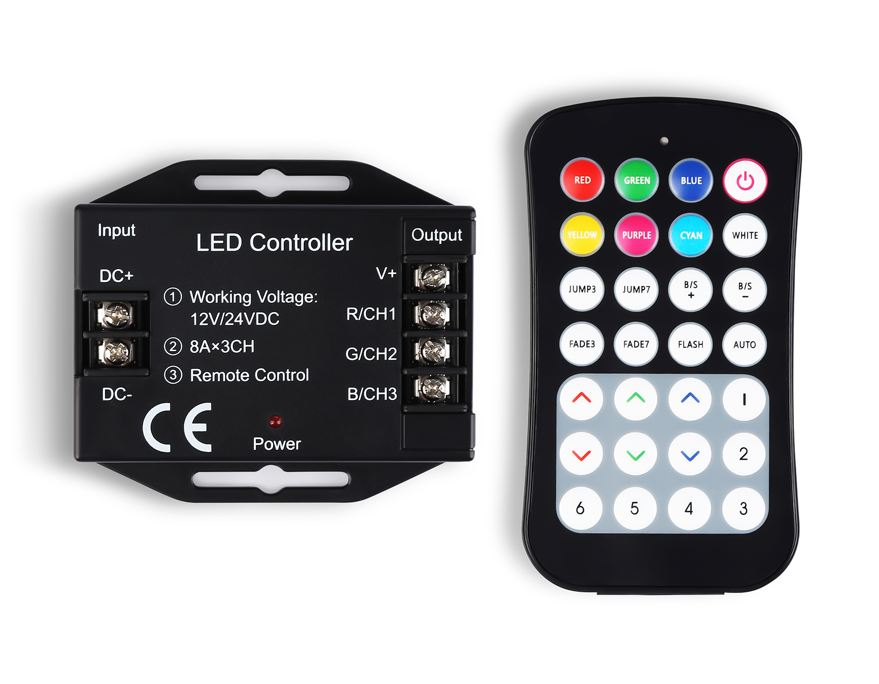Контроллер для светодиодных лент RGB с радио пультом 2.4G 24A 12V 288W 24V 576W GS GS11351