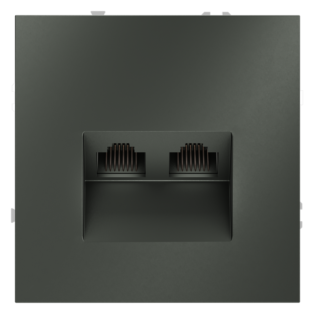 Розетка компьютерная встраиваемая VOLTUM S70 двойная RJ45+RJ45 кат.6, (титан) VLS060206