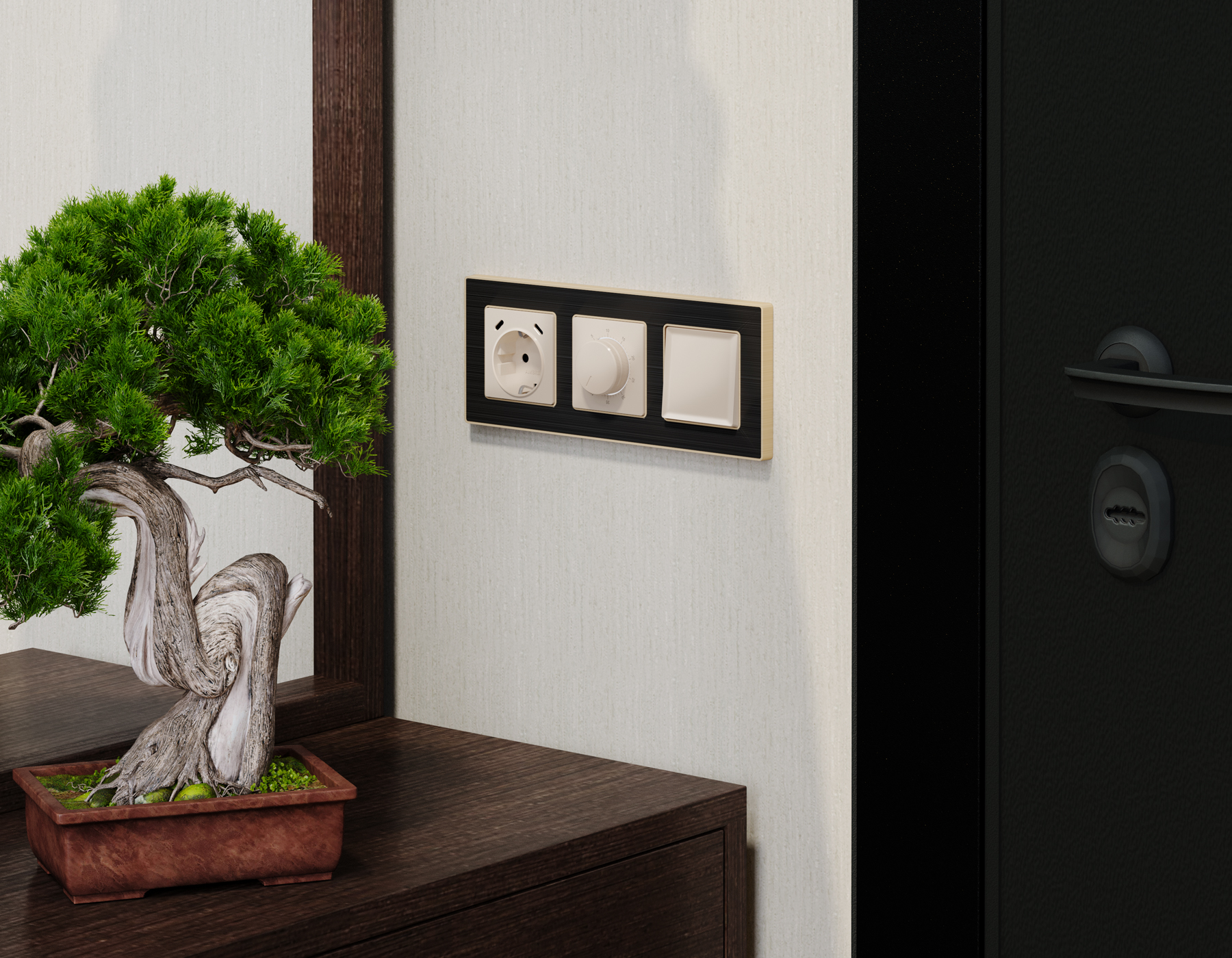 Комплект механизма терморегулятора с датчиком для теплого пола с подсветкой 16A-250V Ambrella Volt Alfa MA305710