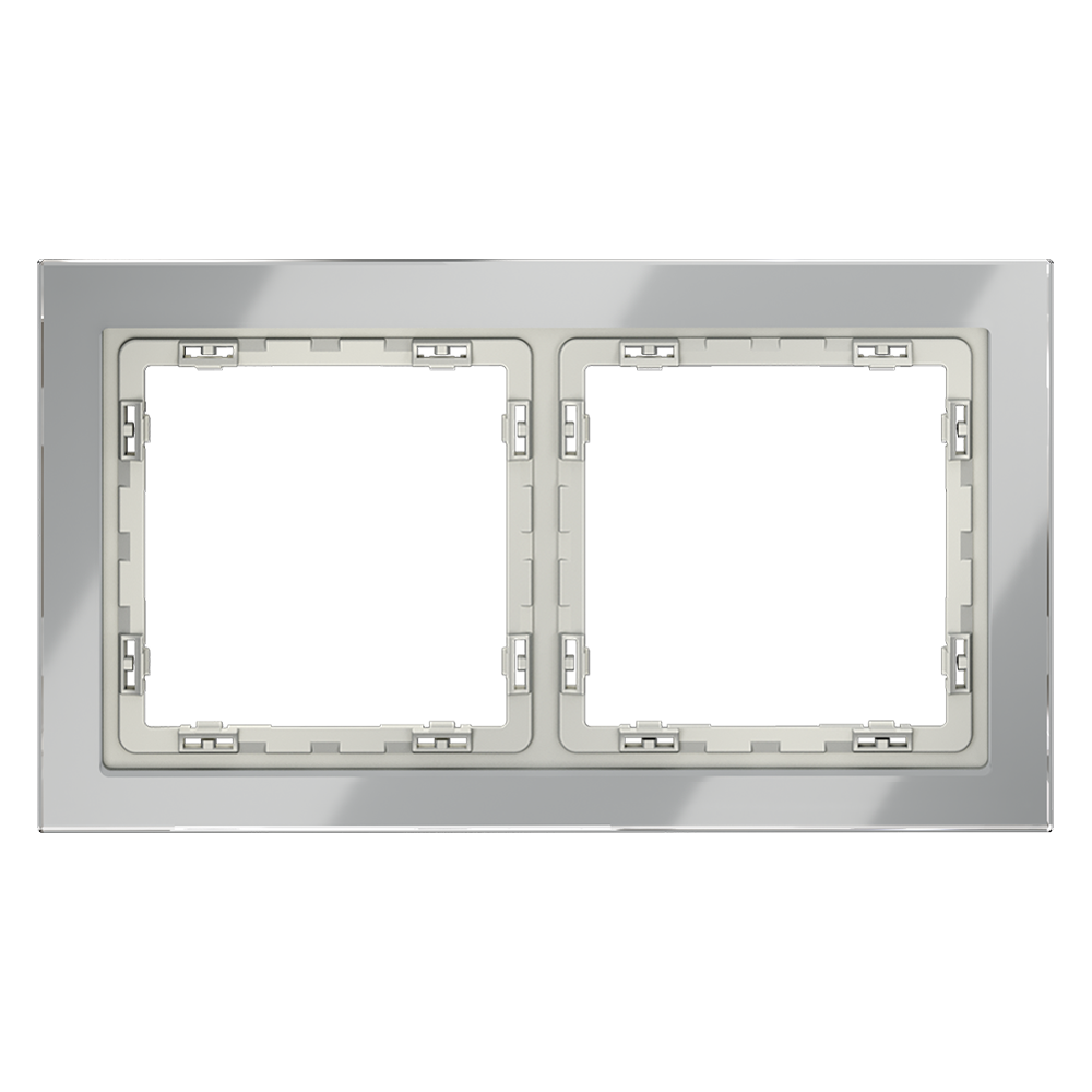 Рамка стеклянная VOLTUM S70 на 2 поста, (сталь, стекло) VLS110205