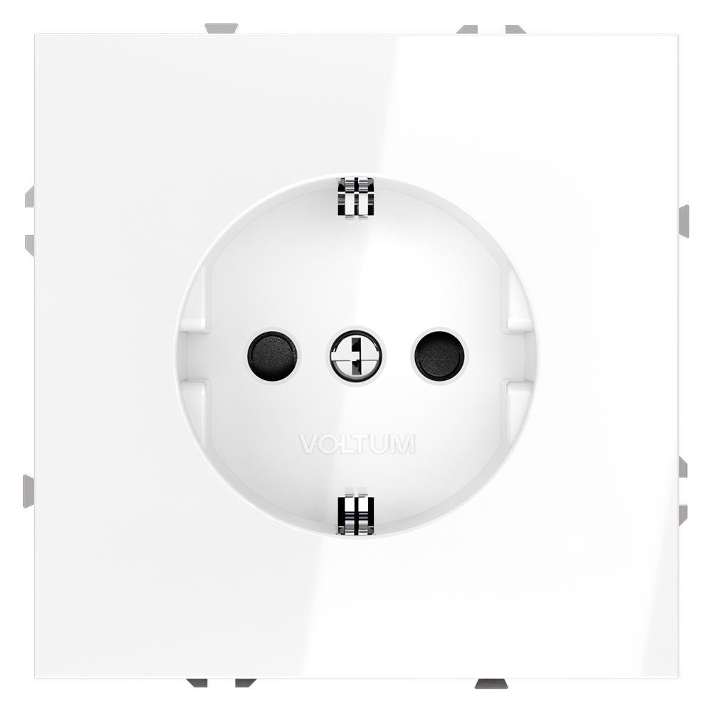 Розетка встраиваемая VOLTUM S70 с заземлением и защитными шторками, (белый глянцевый) VLS040201