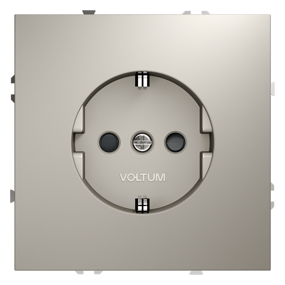 Розетка встраиваемая VOLTUM S70 с заземлением и защитными шторками, (кашемир) VLS040203