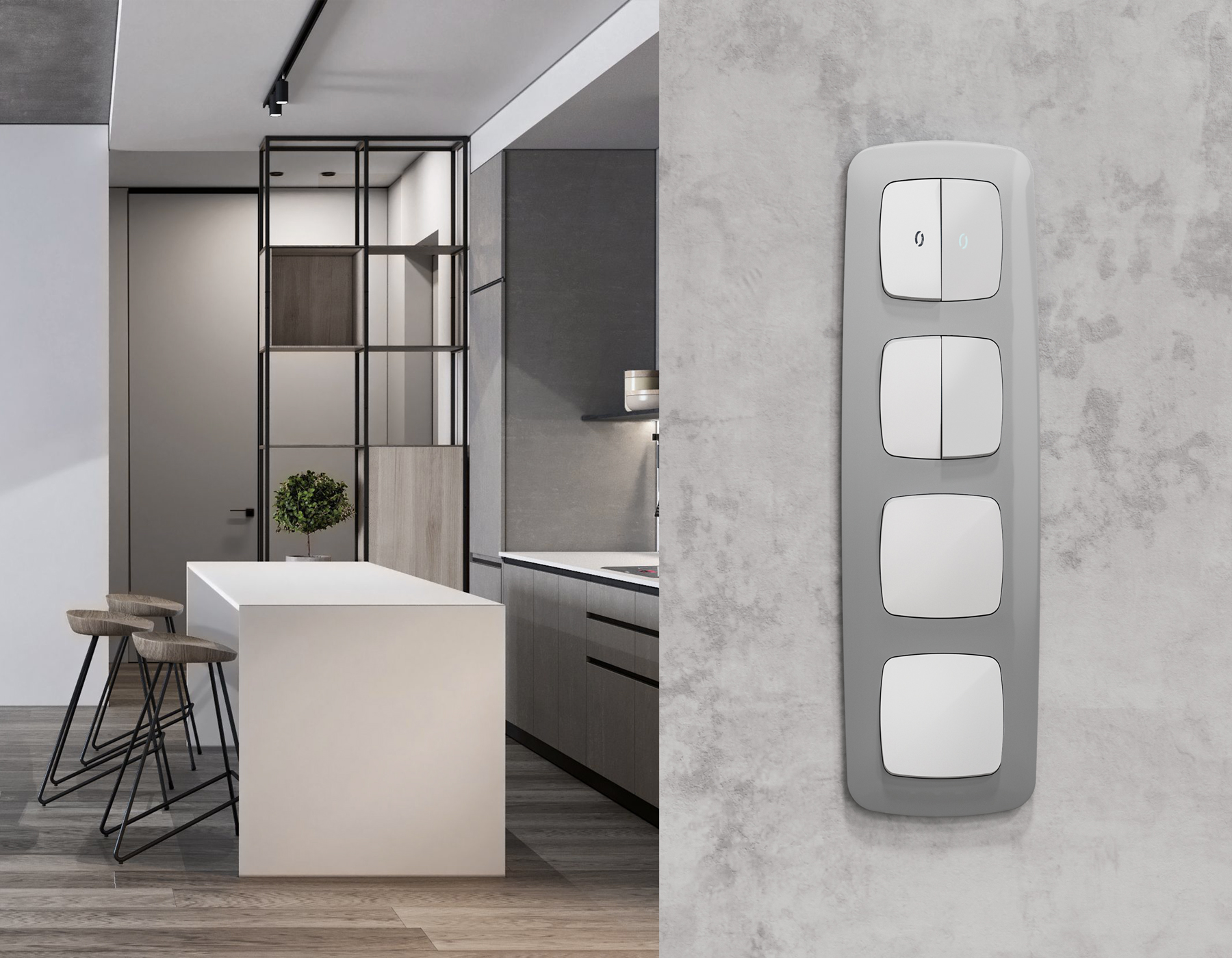 Комплект механизма 2-клавишного перекрестного выключателя 10A Omega MO123030