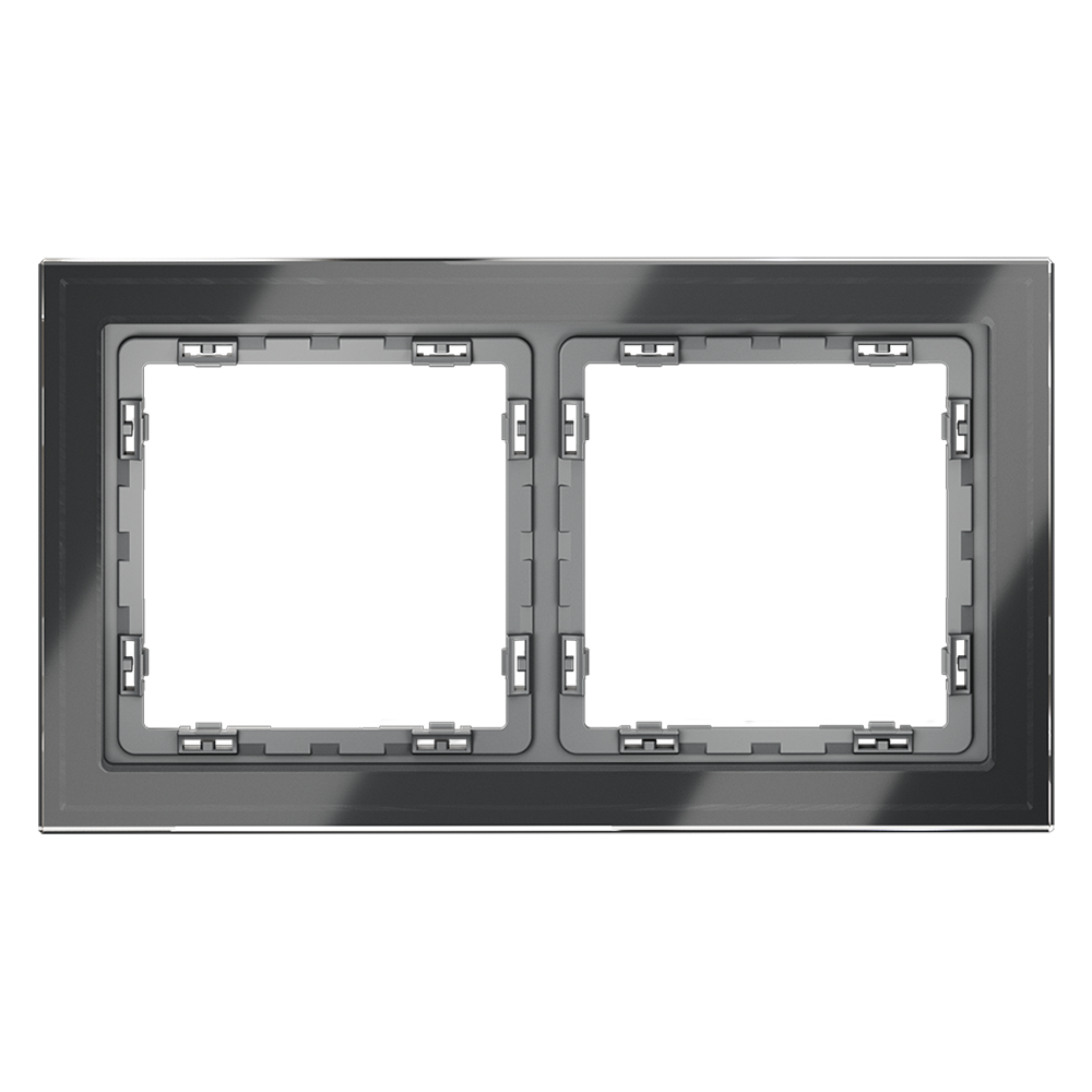 Рамка стеклянная VOLTUM S70 на 2 поста, (графит, стекло) VLS110207