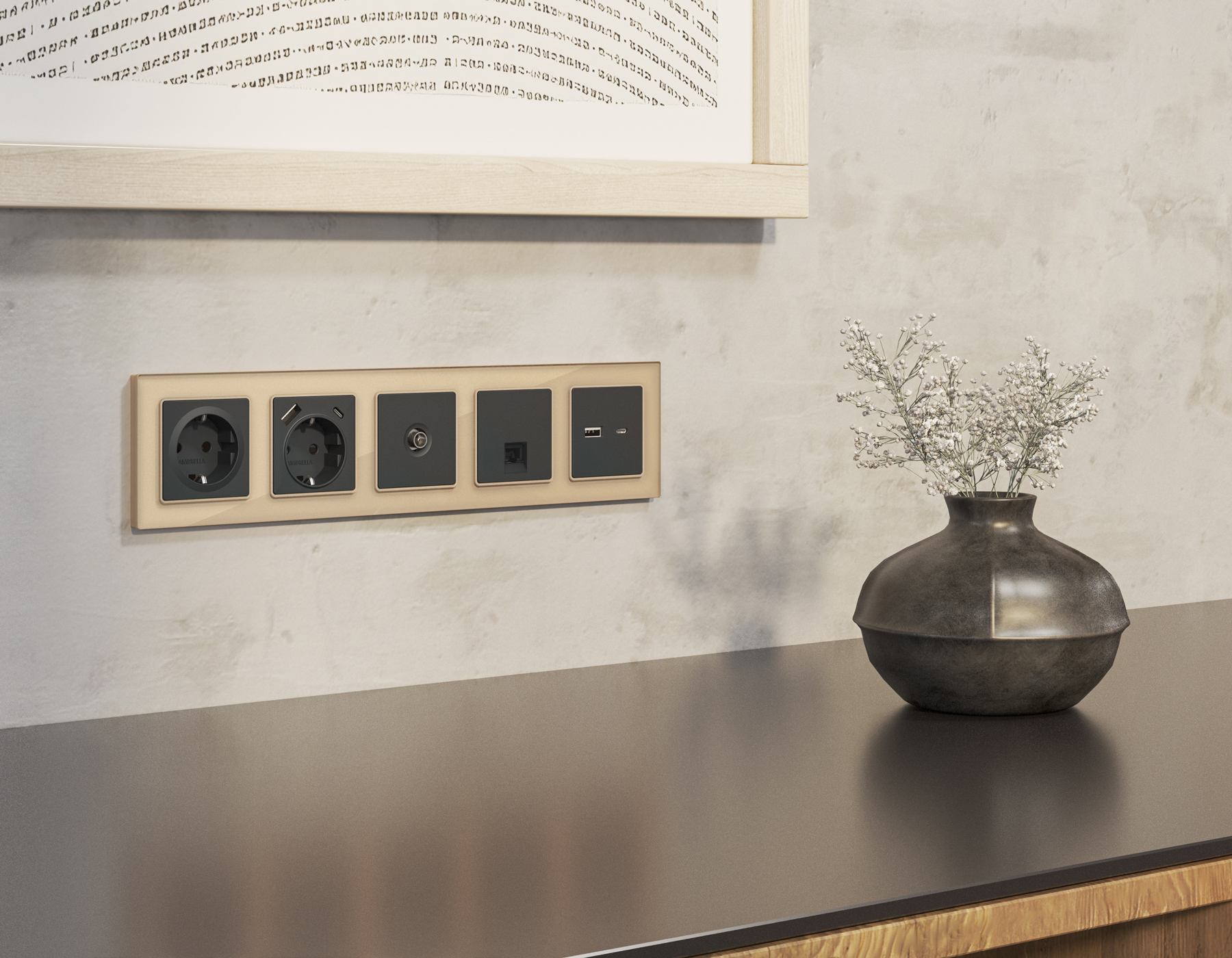 Комплект механизма компьютерной розетки RJ-45 (8P8C) CAT6A экранированной с автоматической защитной шторкой Ambrella Volt Alfa MA912005