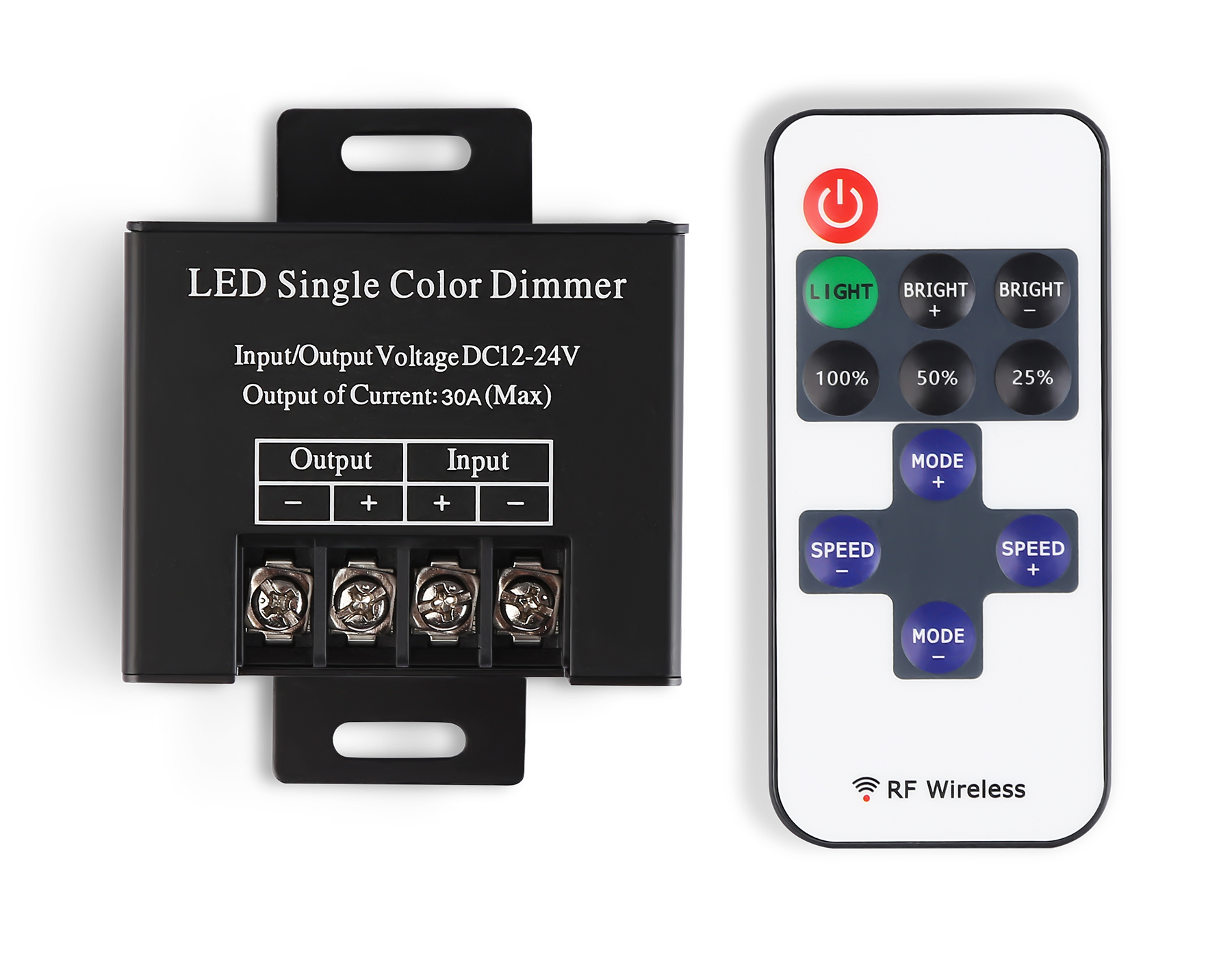 Контроллер диммер для одноцветных светодиодных лент с радио пультом 30A 12V 360W 24V 720W GS GS11051