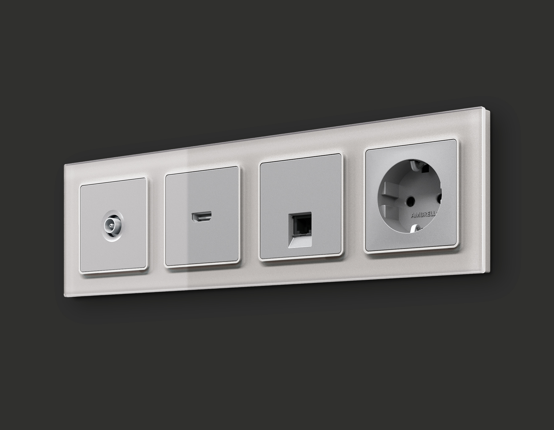 Комплект механизма компьютерной розетки RJ-45 (8P8C) CAT6A экранированной с автоматической защитной шторкой Ambrella Volt Alfa MA412005