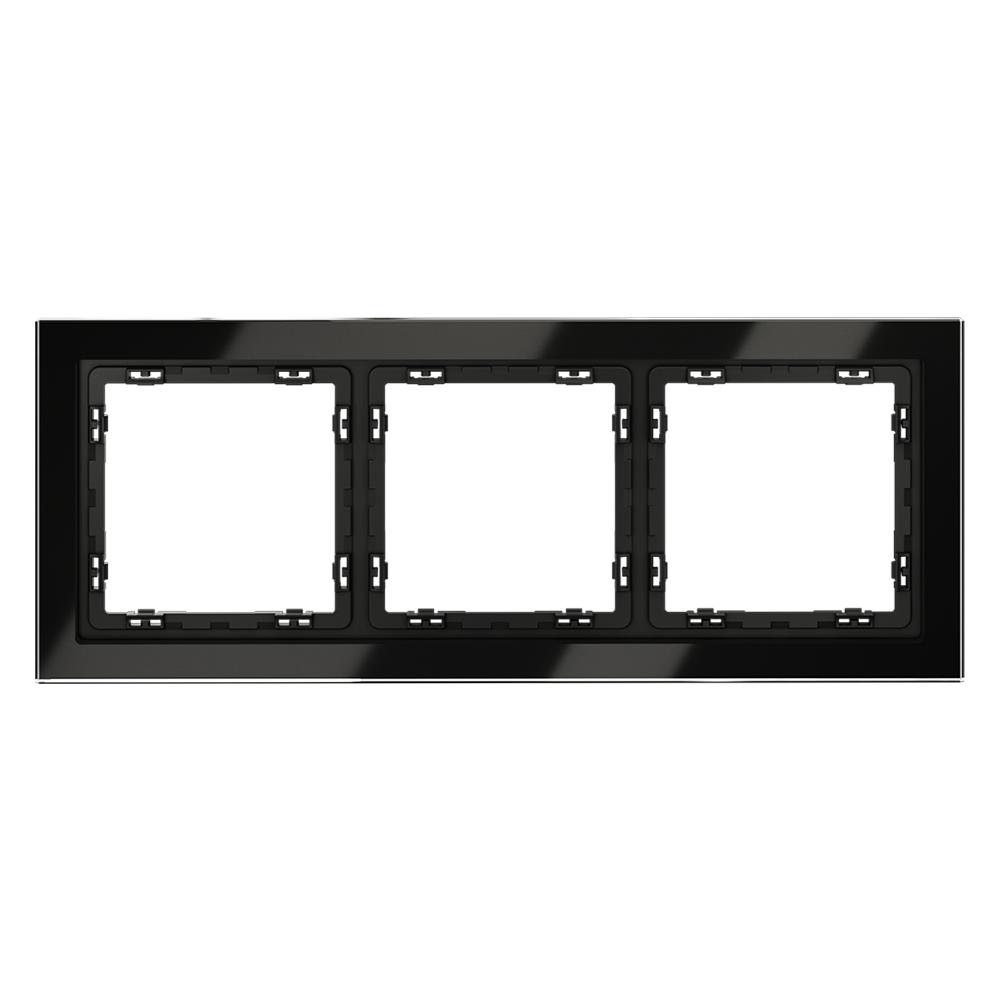 Рамка стеклянная VOLTUM S70 на 3 поста, (черный,стекло) VLS110308